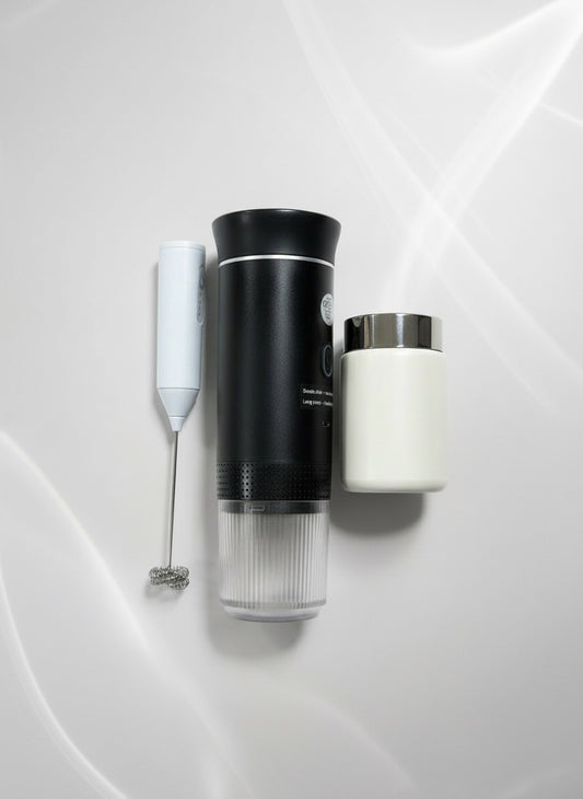 Pack café con leche(cafetera+termo+espumador)